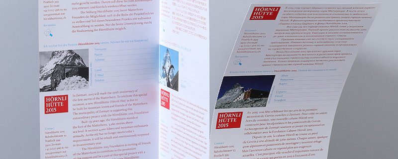 Gestaltung eines Flyers für die Hörnlihütte