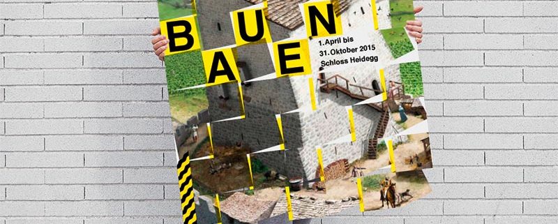 Plakat zur Ausstellung "Burgen bauen"
